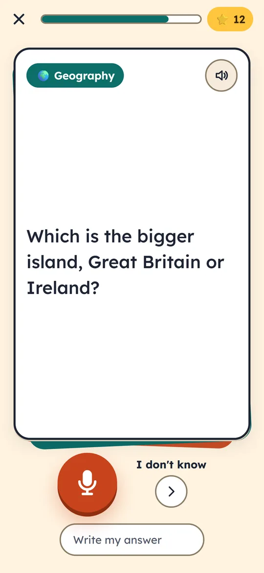 A question on a card, with the mic below